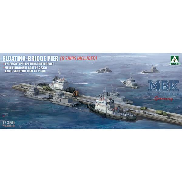 TAKOM MODEL TAK6015 Floating Bridge Pier (8 Ships included)