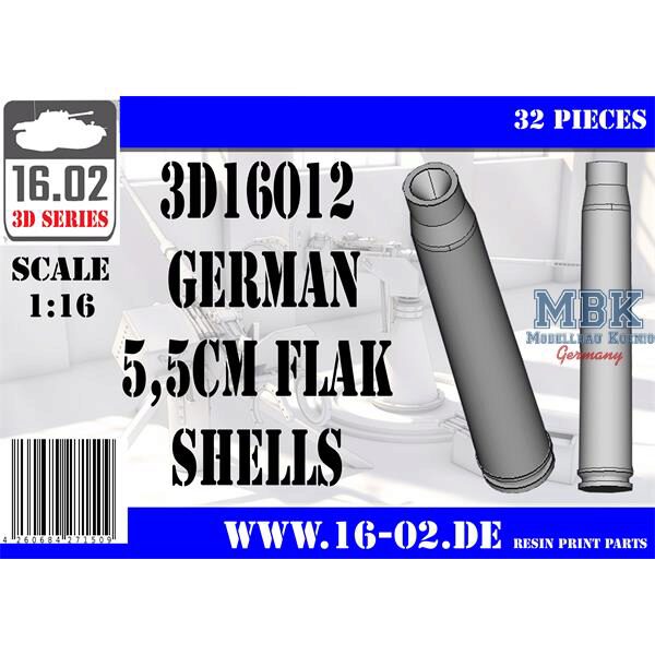16.02 VK-3D16012 German 5,5cm Flak shells (1:16)
