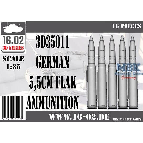 16.02 VK-3D35011 German 5,5cm Flak ammunition