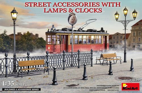 MiniArt 35639 STREET ACCESSORIES WITH LAMPS & CLOCKS