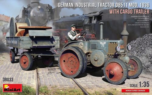 MiniArt 38033 German Industrial Tractor D8511 Mod. 1936 with Cargo Trailer (1 Figure)