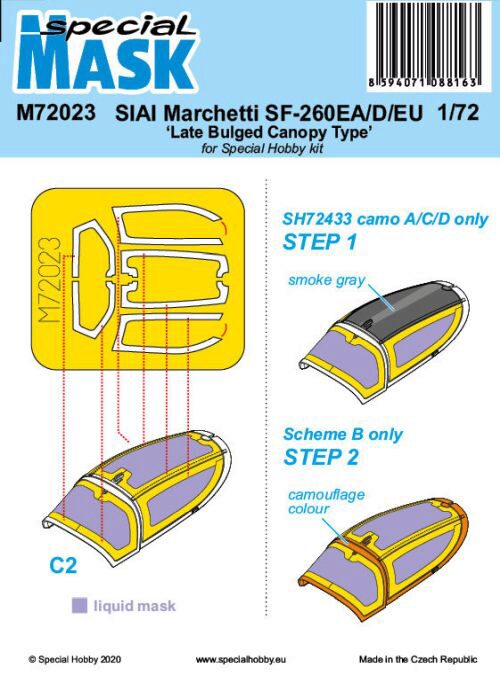 Special Hobby M72023 SIAI-Marchetti SF-260EA/D/EU Late Bulged Canopy Type Mask