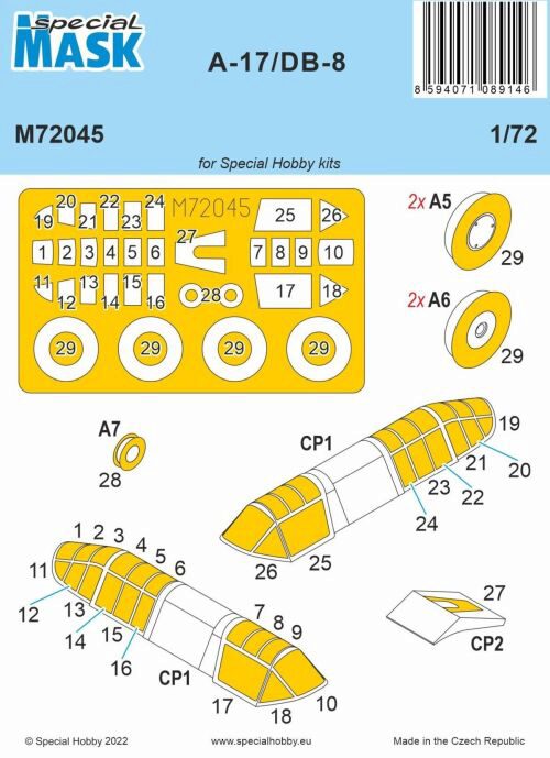 Special Hobby M72045 A-17/DB-8 MASK