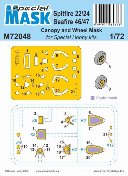 Special Hobby M72048 Spitfire Mk.22/24 and Seafire Mk.46/47 MASK 1/72