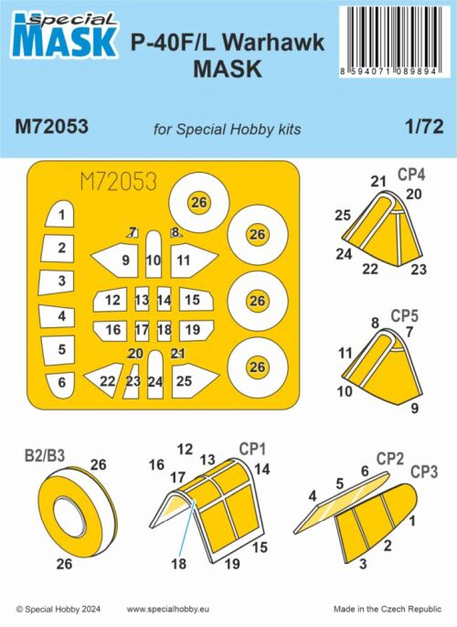 Special Hobby 100-M72053 P-40F/L Warhawk MASK