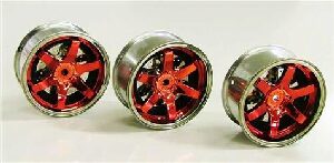 Tamiya 54551 Red Plated 2-Piece 6-Spoke Wheels (26mm, Offset 2)
