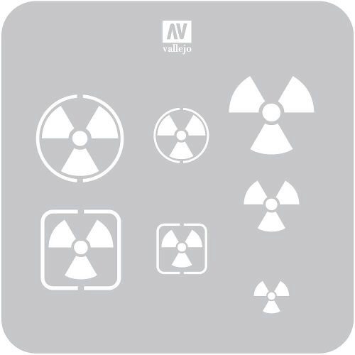 Vallejo 06601 Schablone, Radioaktiv-Schilder