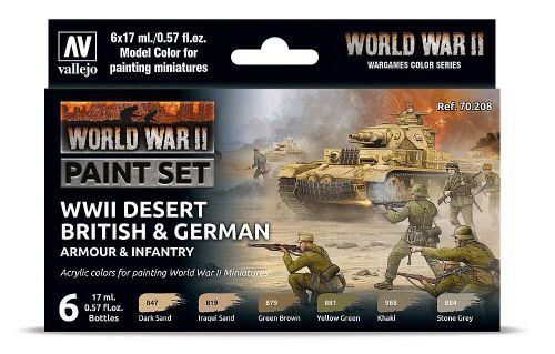 Vallejo 70208 Farb-Set, Deutsche & Britische Infanterie, Wüstenfarben WWII