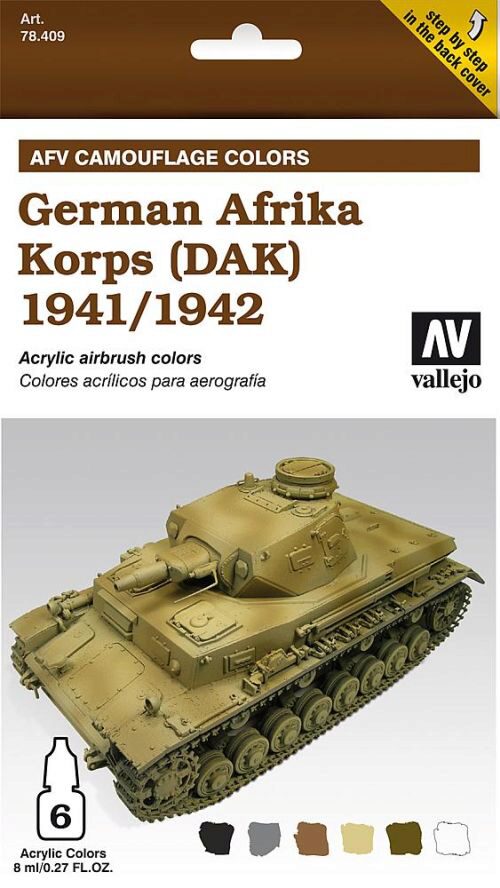 Vallejo 78409 Farb-Set, Deutsch Afrika-Korps 41/42, 6 x 8 ml