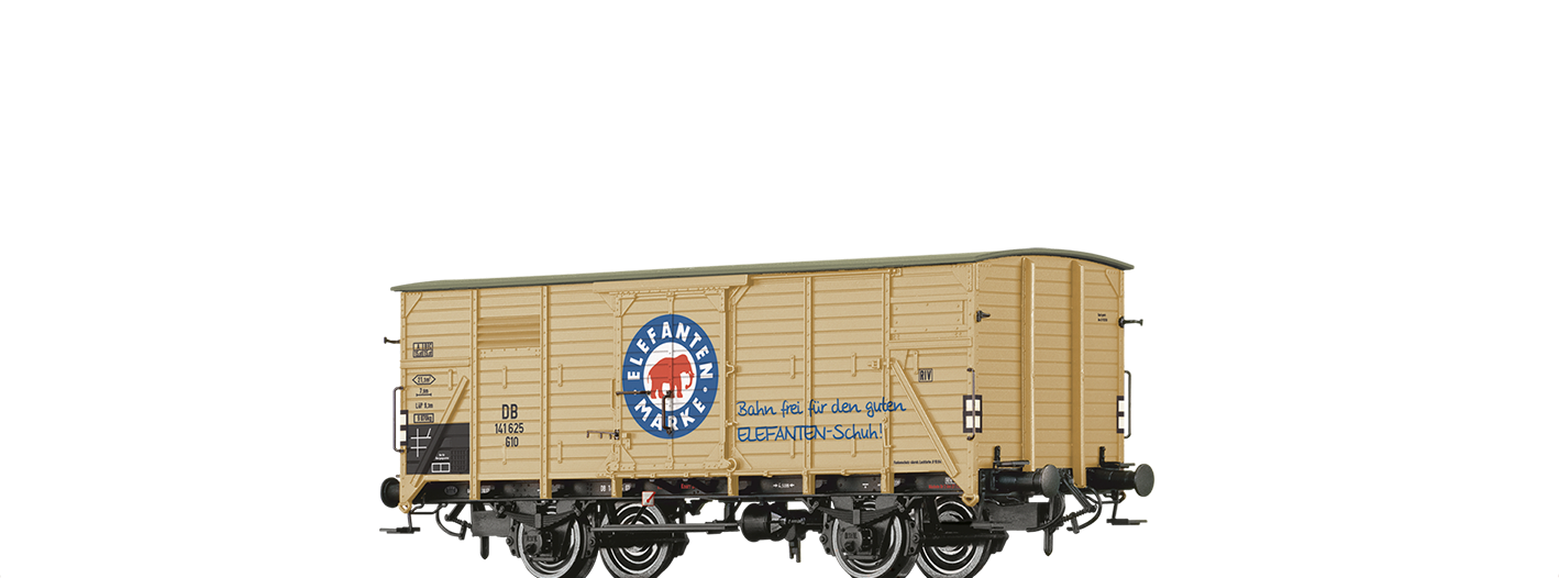 Brawa 49818 H0 Gedeckter Güterwagen G10 „Elefanten Schuhe” DB