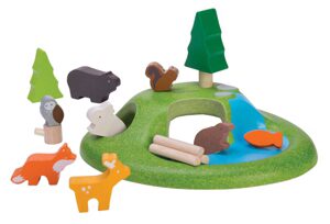 Plan Toys 6625 PlanWorld Tierset, Tiere im Wald 15-teilig