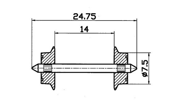 Roco 40184 AC-Radsatz-Paar 7,5mm     (401