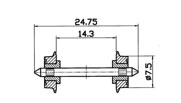 Roco 40189 Radsatz 7,5mm isoliert     (F.