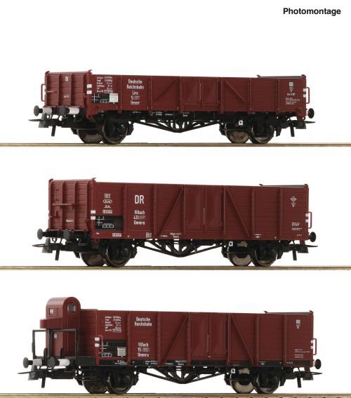Roco 6600102 3-tlg. Set: Offene Güterwagen, DRB