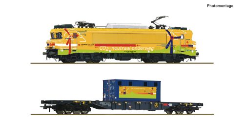 Roco 7510117 Strukton Rail 2-tlg. Set: Elektrolokomotive 1756 mit Containertragwagen DCC sound