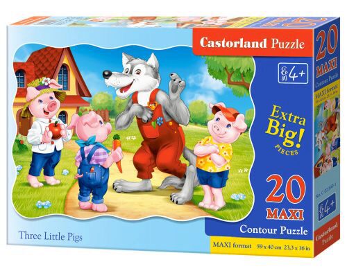 Castorland C-02399-1 Three Little Pigs, Puzzle 20 Teile maxi