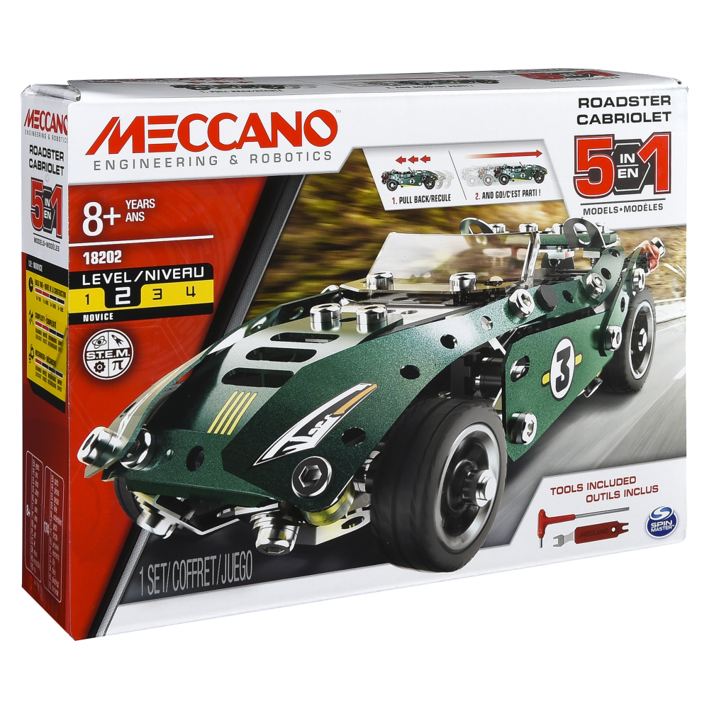 Meccano 6040176 5 Multimodell Set Pull Back Car 174 Teile, (18202)