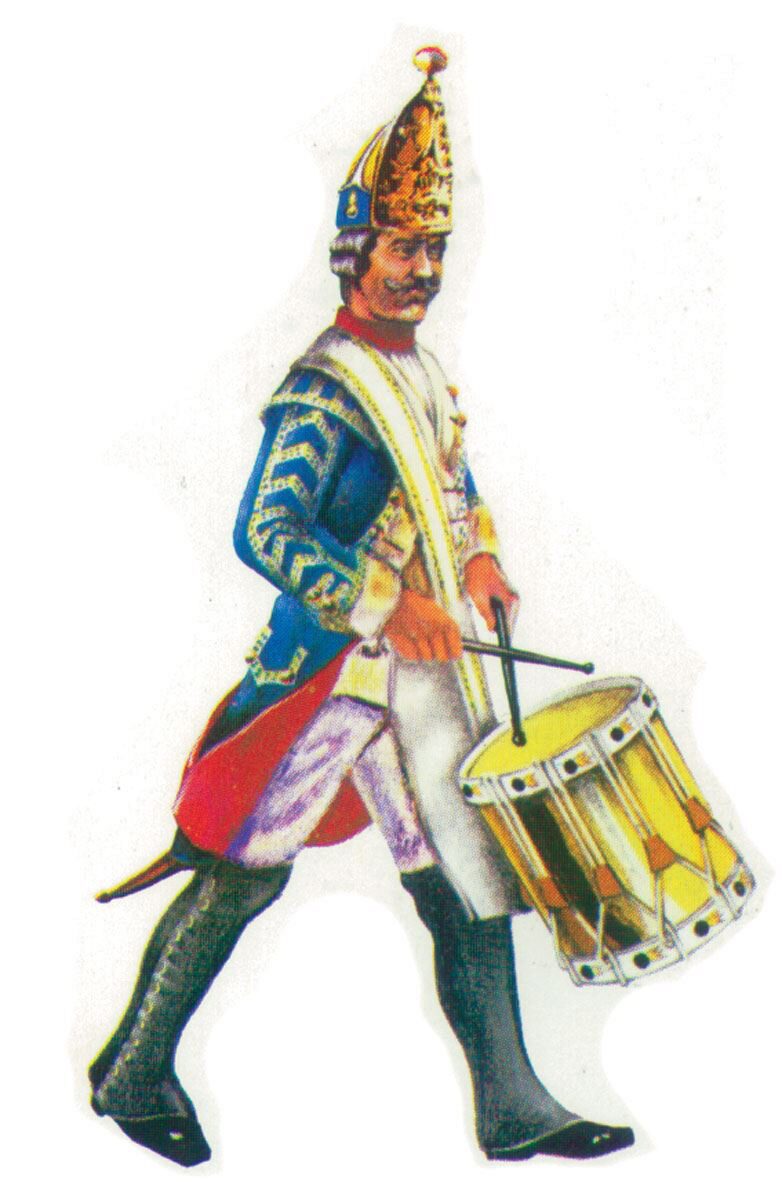 Prince August 406 Zinngiessform Prussian Grenadier-Trommler, Vorgehend. Preußen 18. Jh.