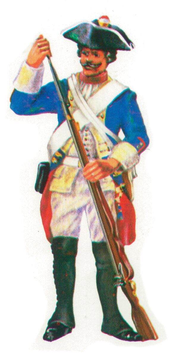 Prince August 409 Zinngiessform Prussian Musketier mit Ladestock, Gewehr laden Preußen 18. Jh.