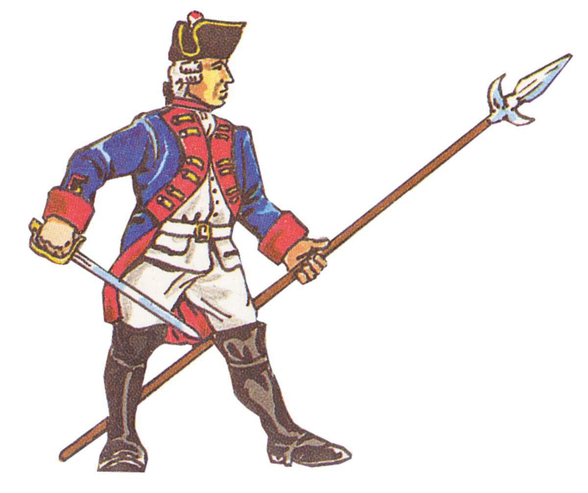 Prince August 60 Zinngiessform Battle of Rossbach - Prussia Unteroffizier mit Stangenwaffe (Kurzgewehr) Kämpfend. Preußen  1757