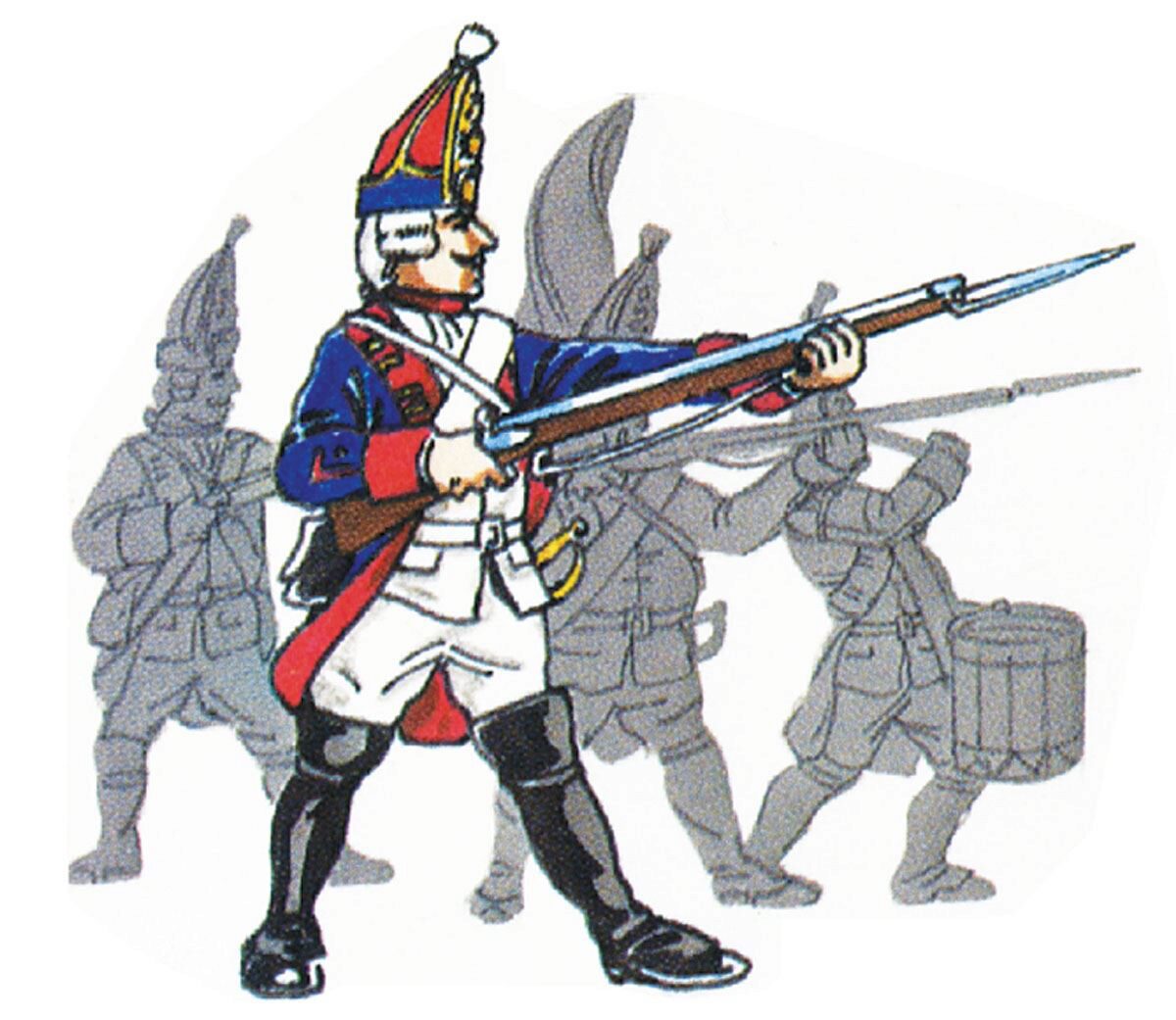 Prince August 68 Zinngiessform Battle of Rossbach - Prussia Grenadier Stehend, Gewehr ladend Preußen  1757