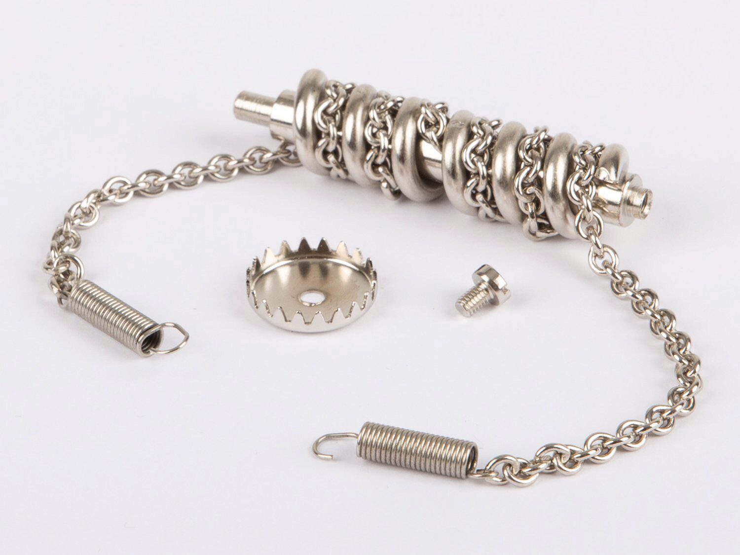 Wilesco 1316 Schnecke mit Kette und Zahnkranz, lang, (nickel) mit Zugfeder für Typ D 310, 368