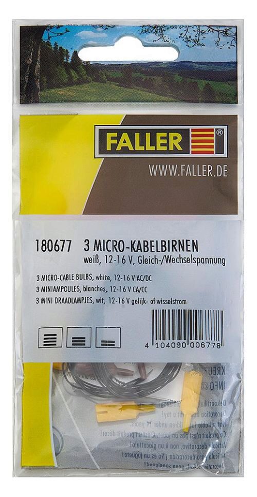 Faller 180677 3 Micro-Kabelbirnen, weiß