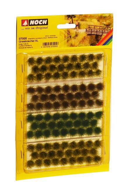 Noch 07005 Grasbüschel XL beige-grün, dunkelgrün, braun, 104 Stück, 9 mm