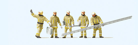 Preiser 10770 Feuerwehrmänner. Uniformfarbe beige, am Brandort