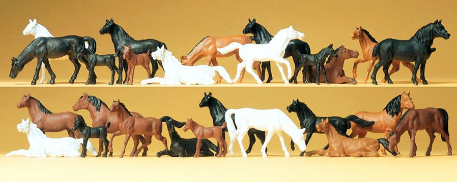 Preiser 14407 Pferde. 26 Figuren