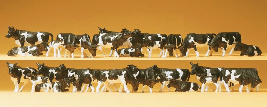 Preiser 14408 Kühe. schwarz/weiss. 30 Figuren