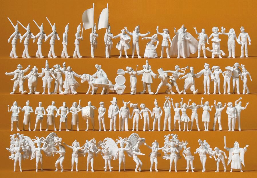 Preiser 16355 Fasching, Fastnacht, Karneval, 68 unbemalte Figuren