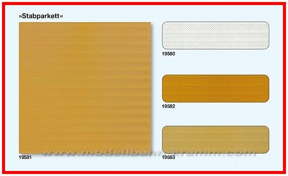 Preiser 19581 Stabparkett Eichefarben / 3 Platten 95 x 95mm