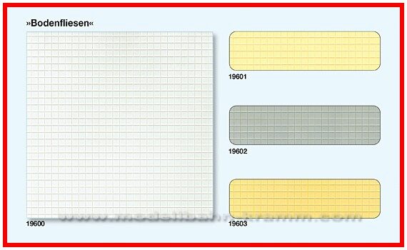 Preiser 19600 Bodenfliesen quadratisch / 3 Platten 95 x 95mm