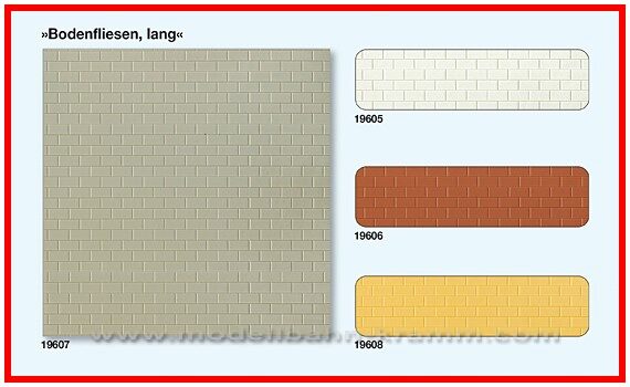 Preiser 19605 Bodenfliesen lang Weiss / 3 Platten 95 x 95mm