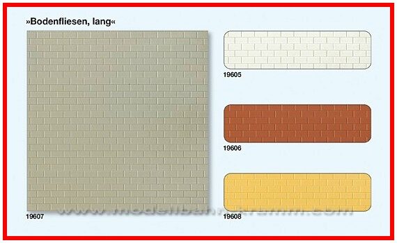 Preiser 19608 Bodenfliesen lang Sandfarben / 3 Platten 95 x 95mm