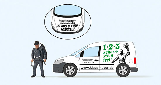 Preiser 33267 Schornsteinfeger. Volkswagen Caddy. Fertigmodell