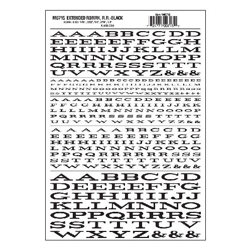 Woodland MG715 Buchstaben, ausgedehnt,  schwarz